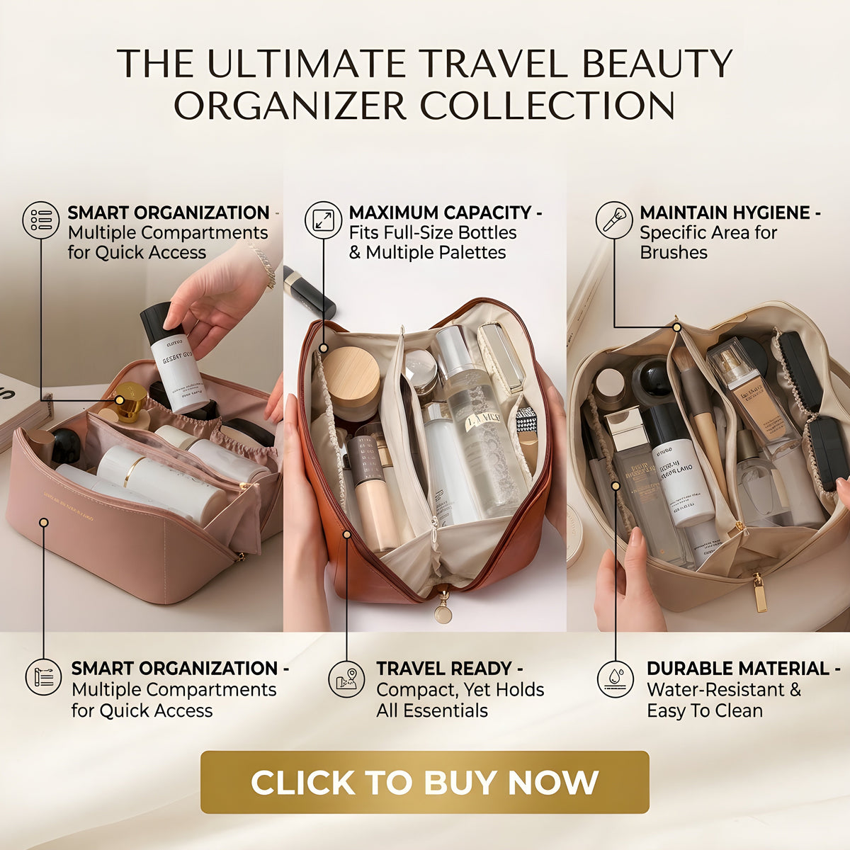 Large Capacity Travel Cosmetic Bag