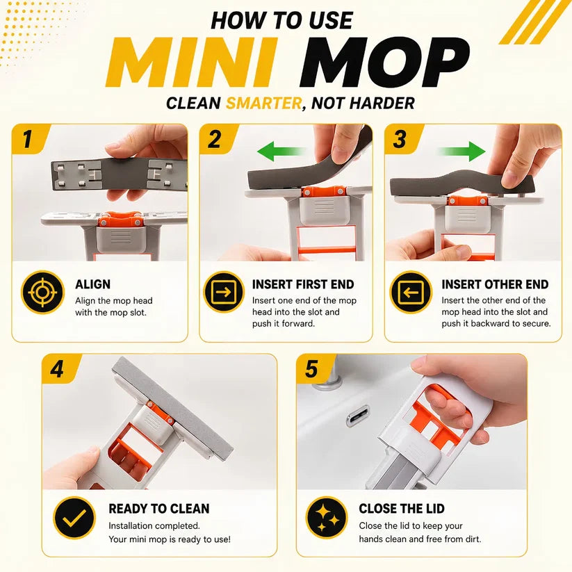 (Buy 1 Mop - Get 1 Mop Free) Portable Self Squeeze Mop
